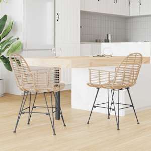 Jídelní židle 2 pcs Přírodní 44 x 44 x 74 cm Ratan a železo - obrázek 3