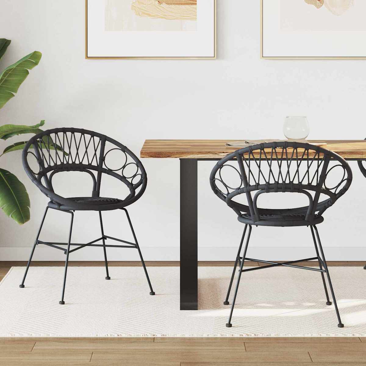 Spisestuestol 2 stk. Rattan og Jern 54 x 65 x 82 cm