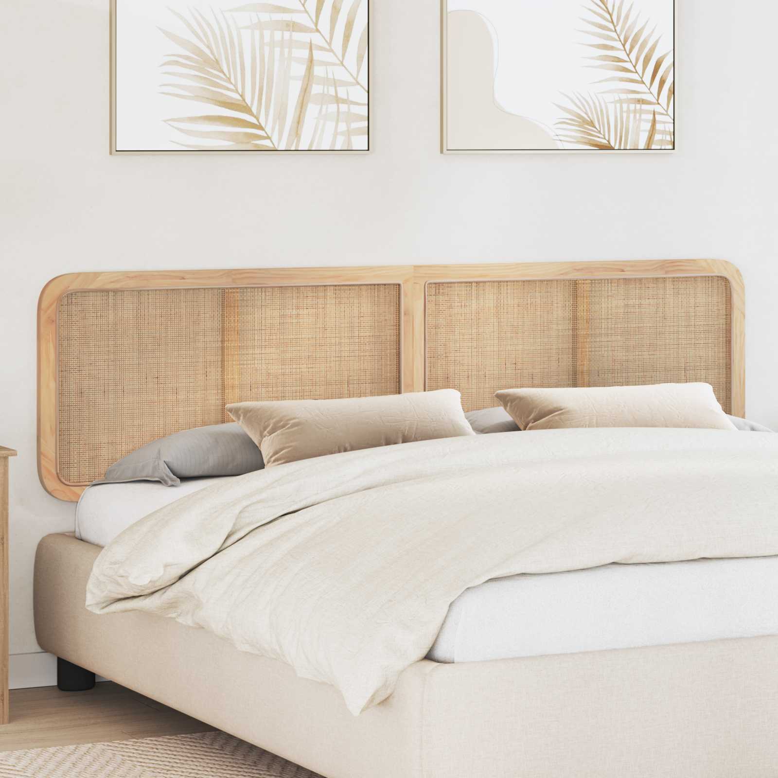 vidaXL Tăblie cap cu headboard natural 200 x 55 x 3 cm Ratan