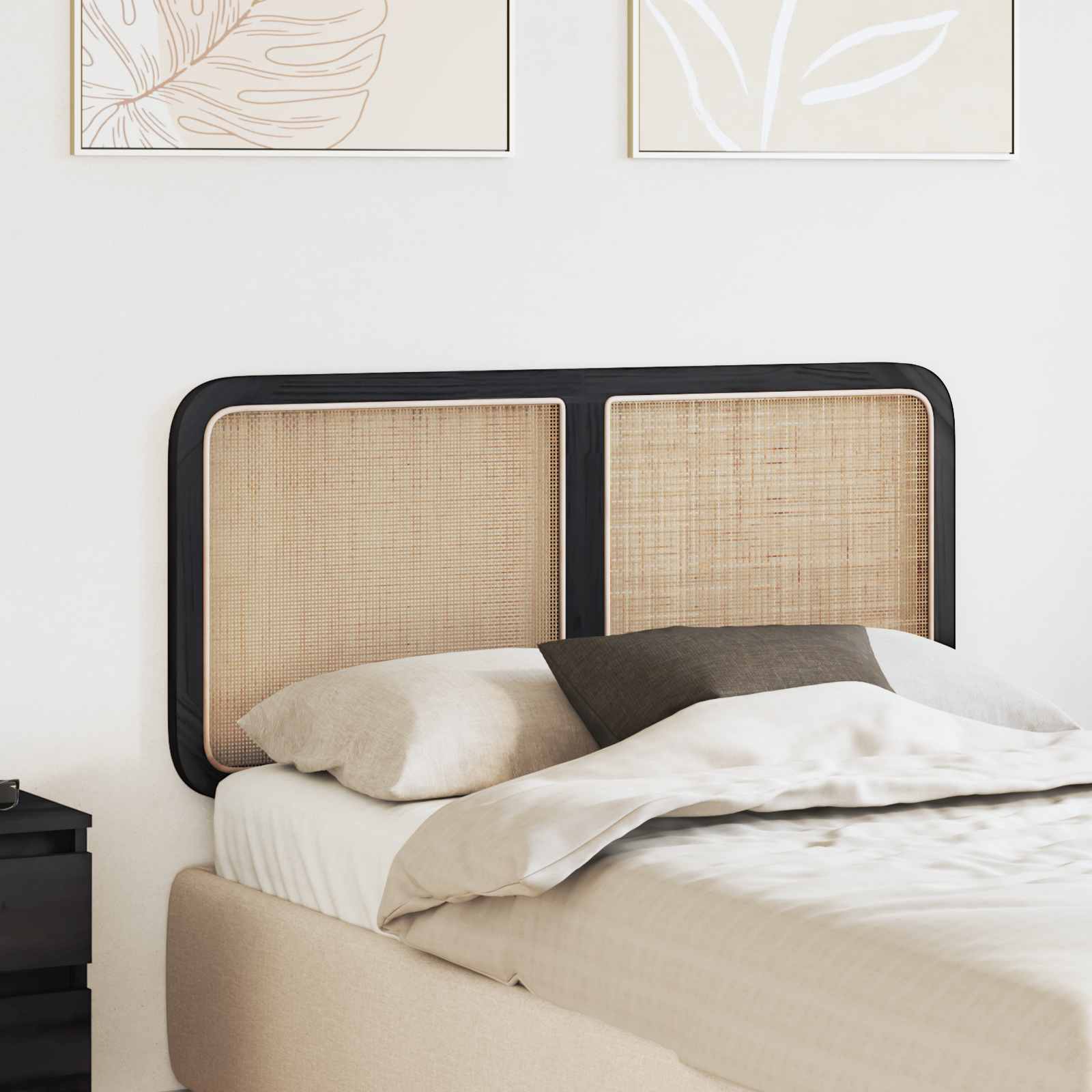 vidaXL Kopfteil mit Kopfteil Schwarz 120 x 55 x 3 cm Rattan