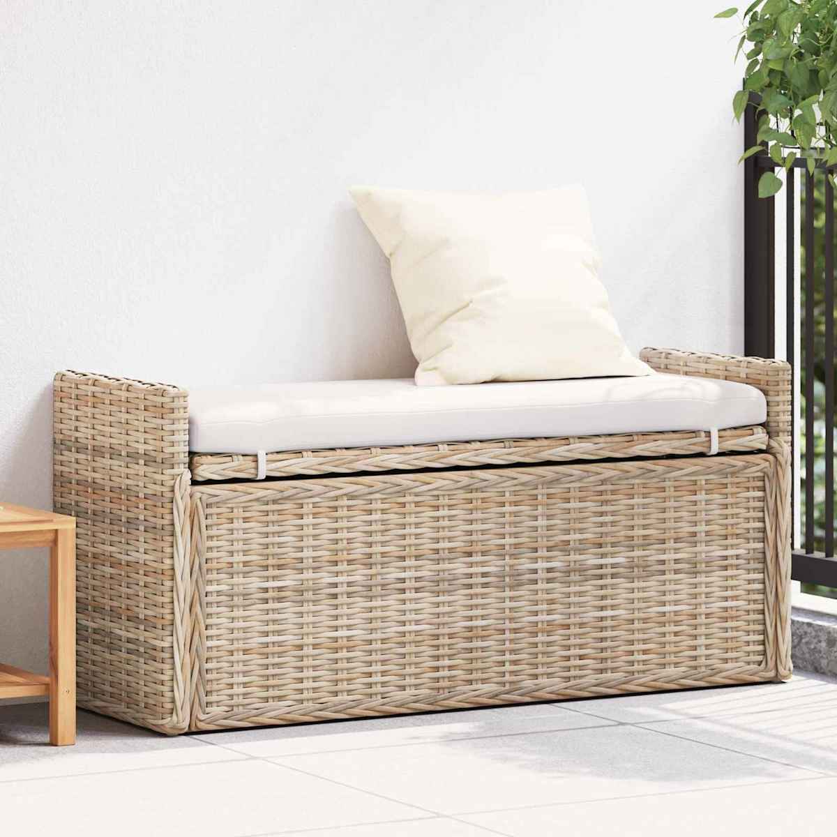 Opbevaringsbænk GENDT Naturfarvet 110 x 40 x 50 cm Rattan