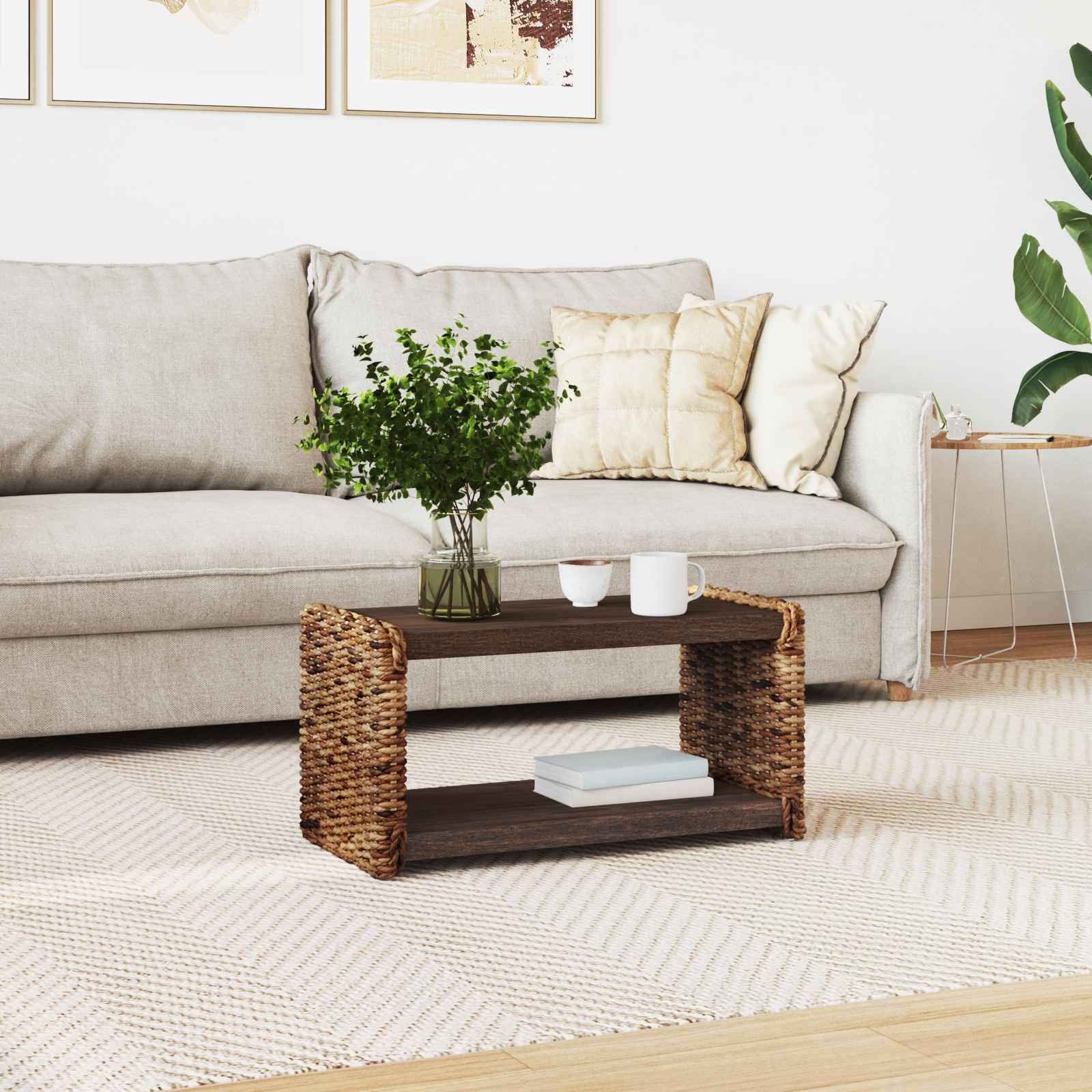 vidaXL Bijzettafel Naturel 44.5 x 45 x 45 cm Massief Mahoniehout