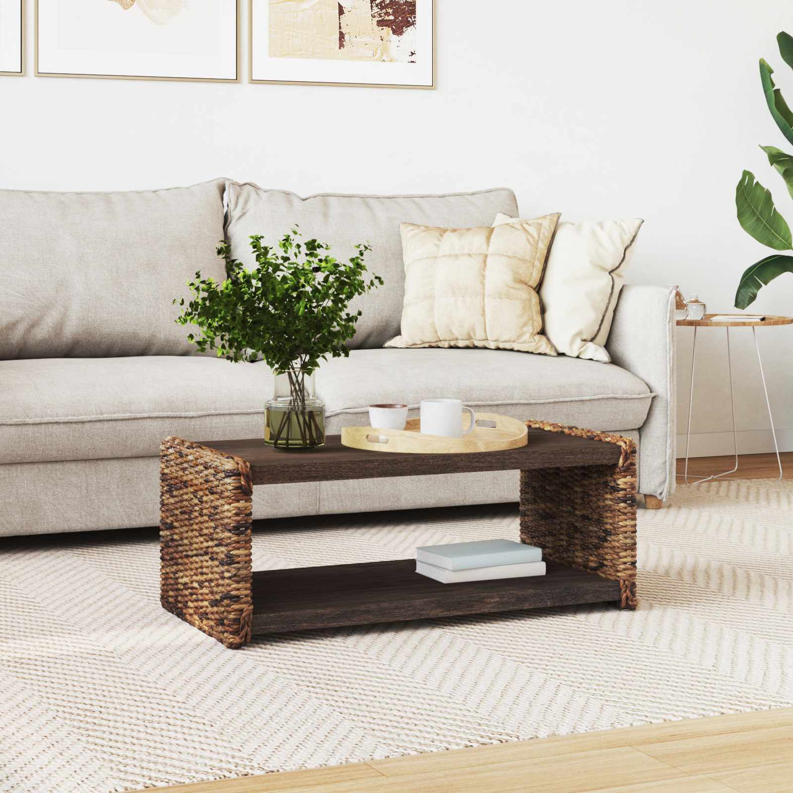 vidaXL Bijzettafel Naturel 44.5 x 45 x 45 cm Massief Mahoniehout