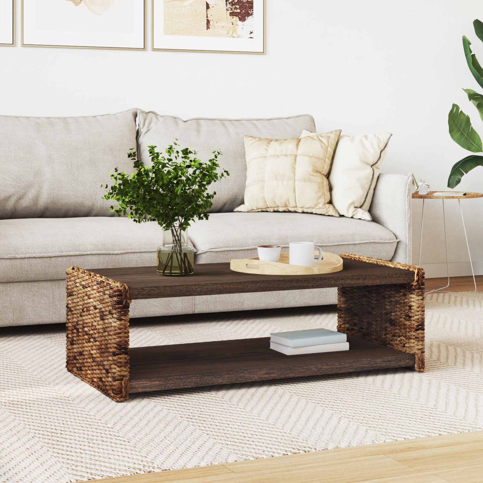 vidaXL Bijzettafel Naturel 44.5 x 45 x 45 cm Massief Mahoniehout