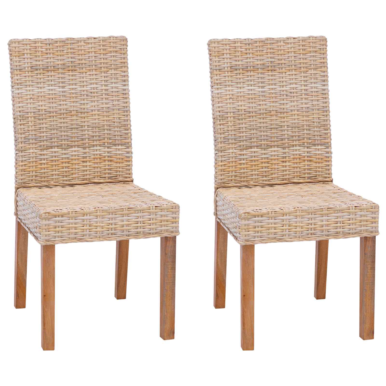 Spisestuestol 2 pcs Naturlig 45 x 54 x 93 cm Massiv Mahogni Tre - Bilde 2