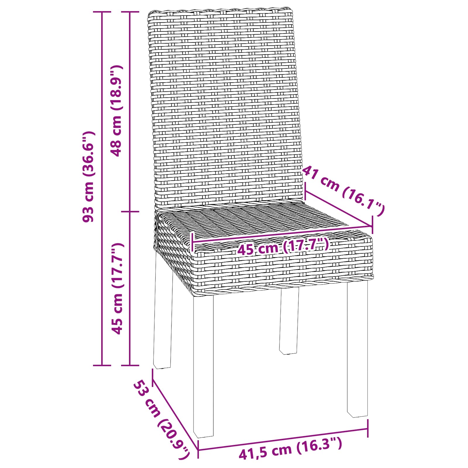 Spisestuestol 2 pcs Naturlig 45 x 54 x 93 cm Massiv Mahogni Tre - Bilde 11