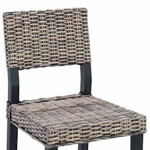 Jídelní židle 2 pcs Černá omítka 46 x 55 x 84 cm Kubu ratan - obrázek 8