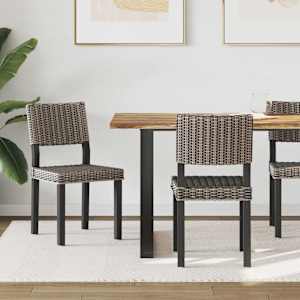 Jídelní židle 2 pcs Černá omítka 46 x 55 x 84 cm Kubu ratan - obrázek 1