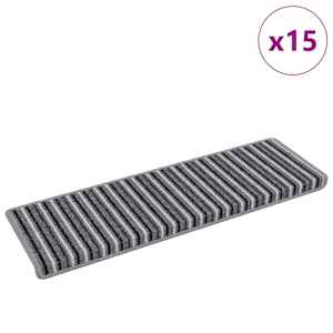 Samolepicí schodové rohože Pruhovaný 15 pcs Šedá 65 x 21 x 4 cm - obrázek 3