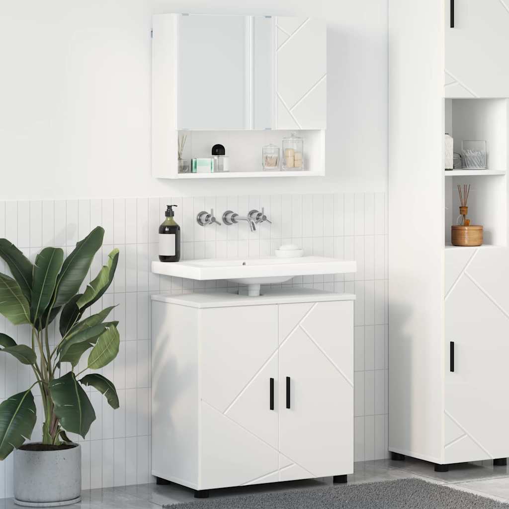Măsuțe de toaletă - Set de mobilier pentru baie Pe perete 2 pcs Alb 61 x 35 x 64 cm