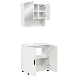 vidaXL Vannitoa m&ouml;&ouml;bleset 2 tk Valge 61 x 35 x 64 cm Tehispuit, Metall