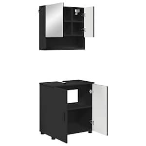 vidaXL Vannitoa m&ouml;&ouml;bleset 2 tk Must 61 x 35 x 64 cm Tehispuit, Metall