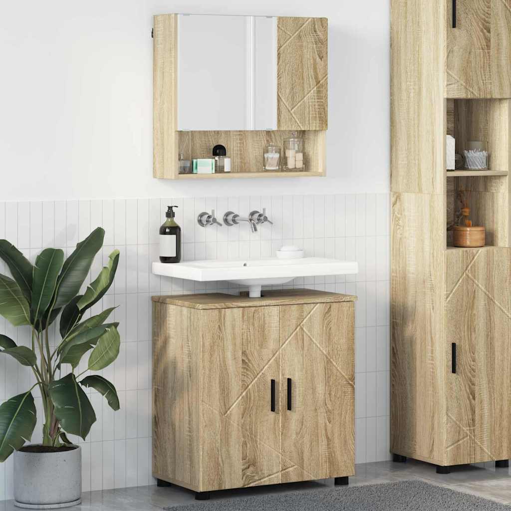 Măsuțe de toaletă - Set de mobilier pentru baie 2 pcs Stejar sonoma 61 x 35 x 64 cm
