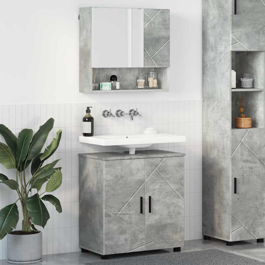 Măsuțe de toaletă - Set de mobilier pentru baie 2 pcs Gri beton 61 x 35 x 64 cm