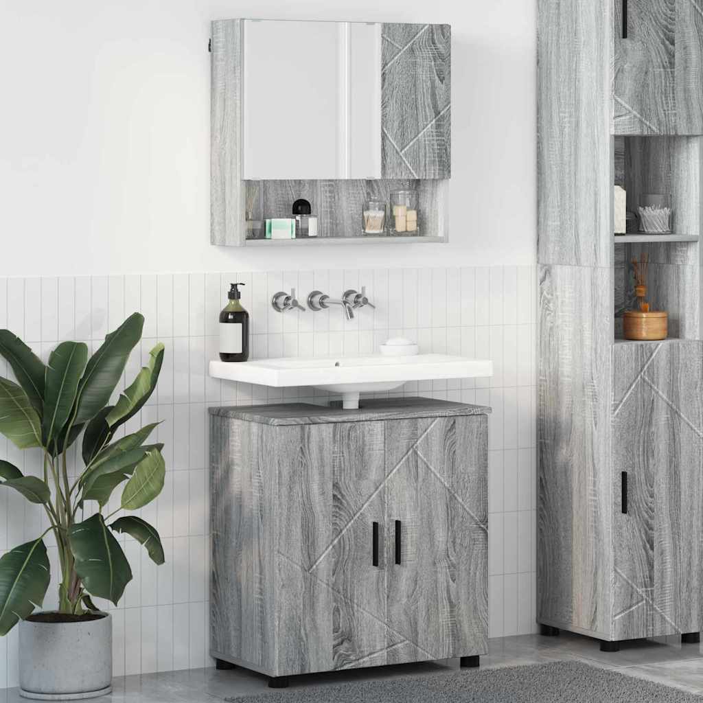 Măsuțe de toaletă - Set de mobilier pentru baie 2 pcs sonoma gri 61 x 35 x 64 cm