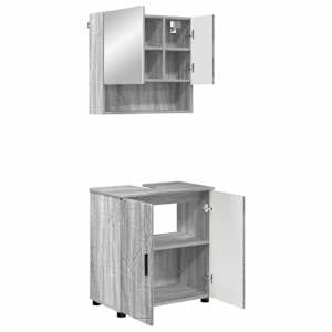 Sada koupelnového nábytku Nástěnný se dveřmi 2 pcs Šedá Sonoma - obrázek 2
