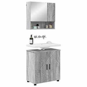 Sada koupelnového nábytku Nástěnný se dveřmi 2 pcs Šedá Sonoma - obrázek 3
