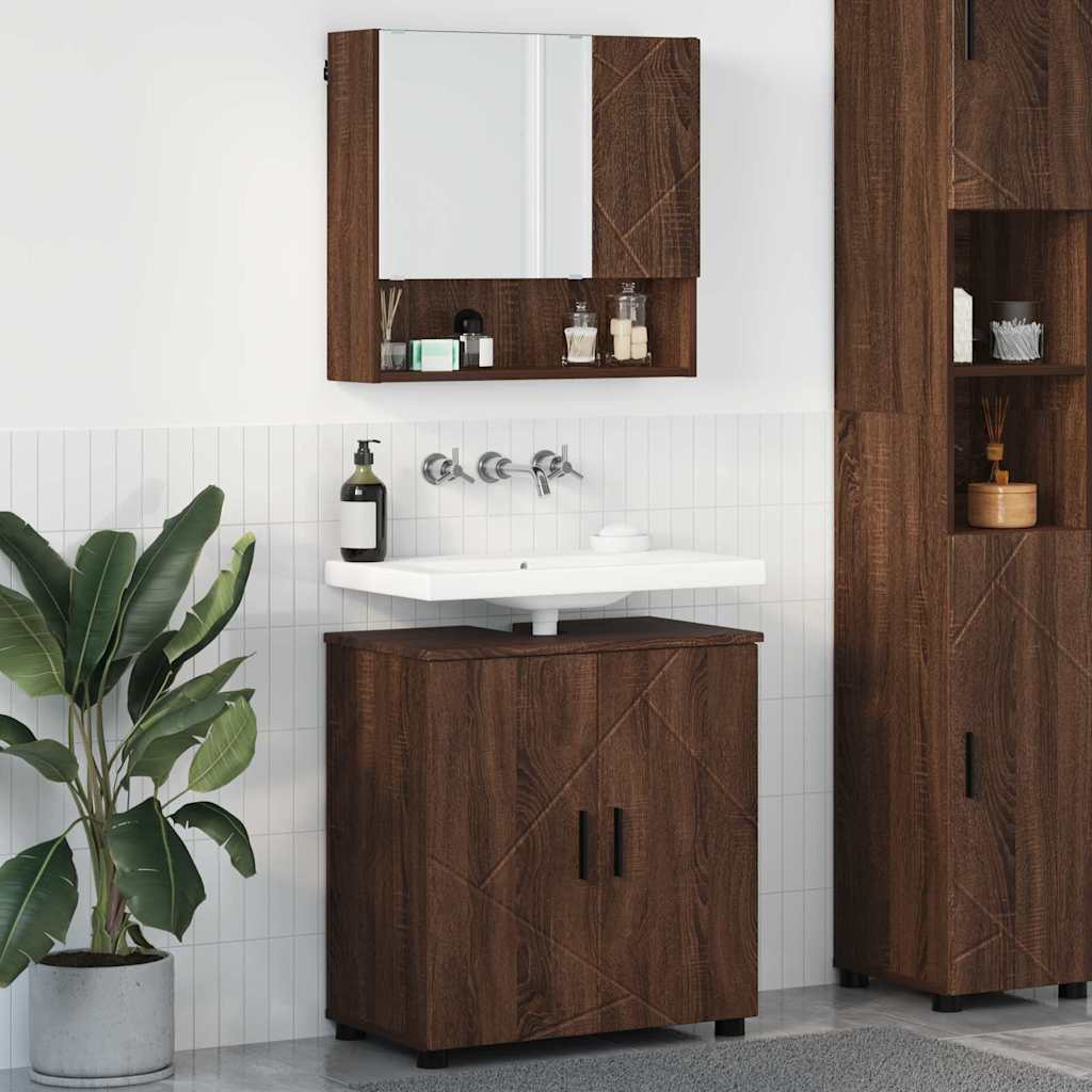 Măsuțe de toaletă - Set de mobilier pentru baie 2 pcs Stejar brun 61 x 35 x 64 cm