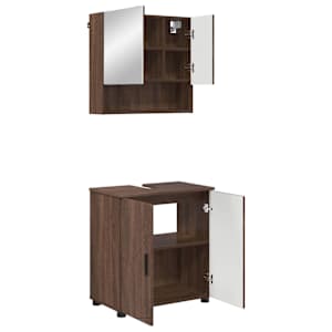 Sada koupelnového nábytku Nástěnný s úložištěm 2 pcs Hnědý dub - obrázek 2