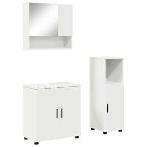 Sada koupelnového nábytku 3 pcs Bílá Kompozitní dřevo & kov - obrázek 2