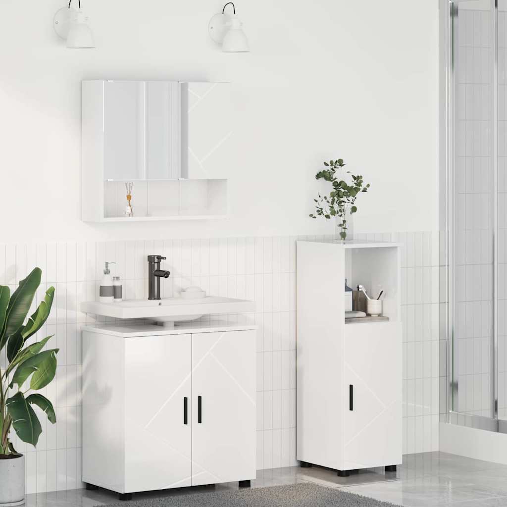 Vannitoa mööbleset 3 pcs Kõrgläikega valge 61 x 35 x 64 cm