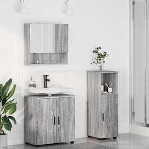 Sada koupelnového nábytku Nástěnný se dveřmi 3 pcs Šedá Sonoma - obrázek 1
