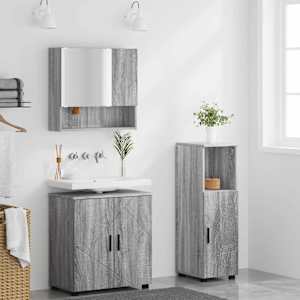 Sada koupelnového nábytku Nástěnný se dveřmi 3 pcs Šedá Sonoma - obrázek 4