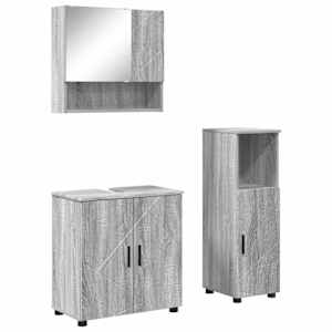 Sada koupelnového nábytku Nástěnný se dveřmi 3 pcs Šedá Sonoma - obrázek 2