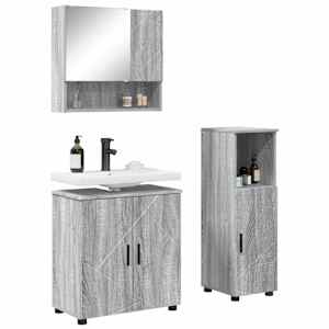 Sada koupelnového nábytku Nástěnný se dveřmi 3 pcs Šedá Sonoma - obrázek 3