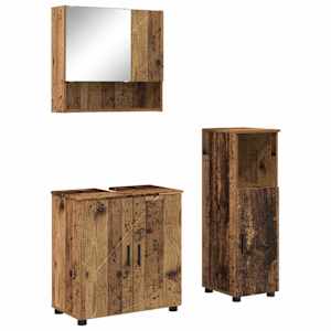 vidaXL Vannitoa m&ouml;&ouml;bleset 3 tk Vana puit 61 x 35 x 64 cm