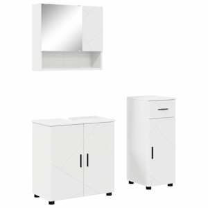 vidaXL Vannitoa m&ouml;&ouml;bleset 3 tk Valge 61 x 35 x 64 cm Tehispuit, Metall