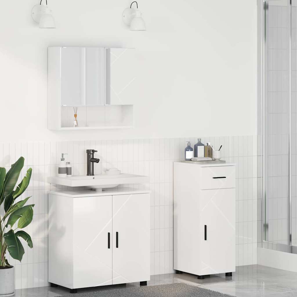 Vannitoa mööbleset 3 pcs Kõrgläikega valge 61 x 35 x 64 cm