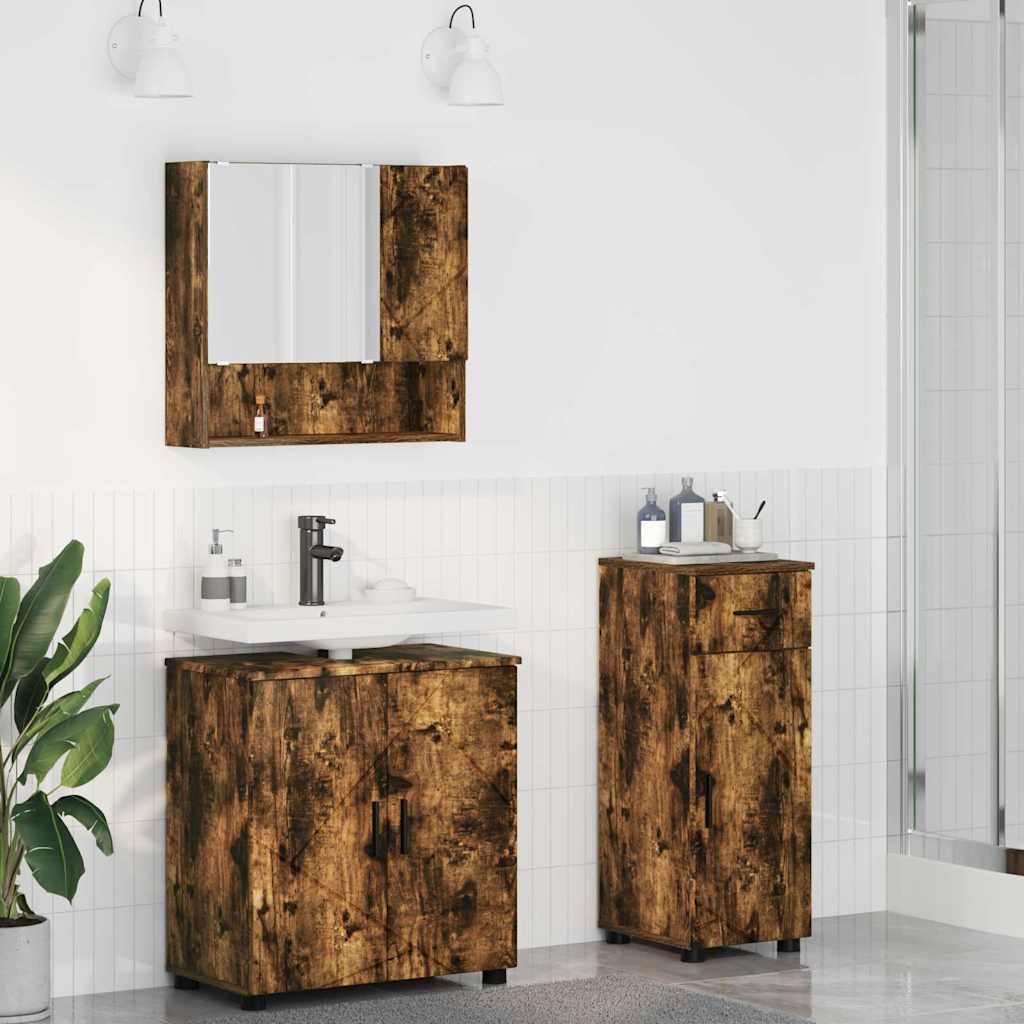Vannitoa mööbleset 3 pcs Suitsutatud tamm 61 x 35 x 64 cm