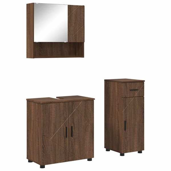 vidaXL Vannitoa m&ouml;&ouml;bleset 3 tk Pruun tamme 61 x 35 x 64 cm