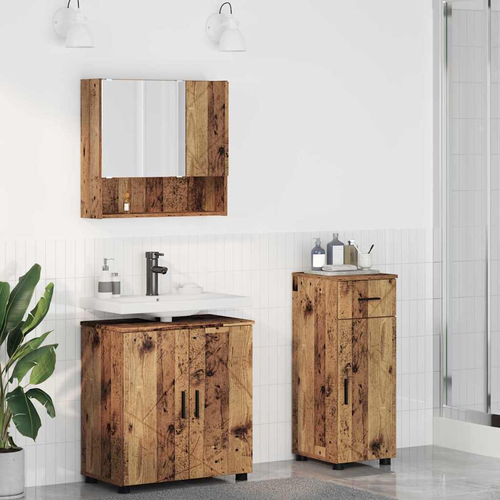 Vannitoa mööbleset 3 pcs Vana puit 61 x 35 x 64 cm Tehispuit