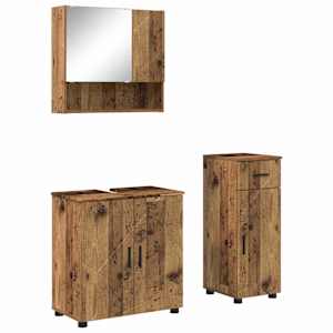 vidaXL Vannitoa m&ouml;&ouml;bleset 3 tk Vana puit 61 x 35 x 64 cm