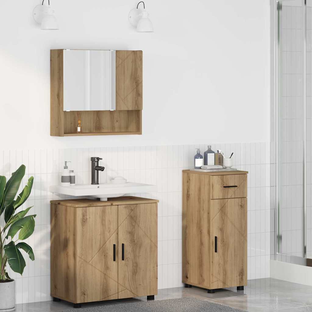 Vannitoa mööbleset 3 pcs käsitöötamm 61 x 35 x 64 cm Tehispuit