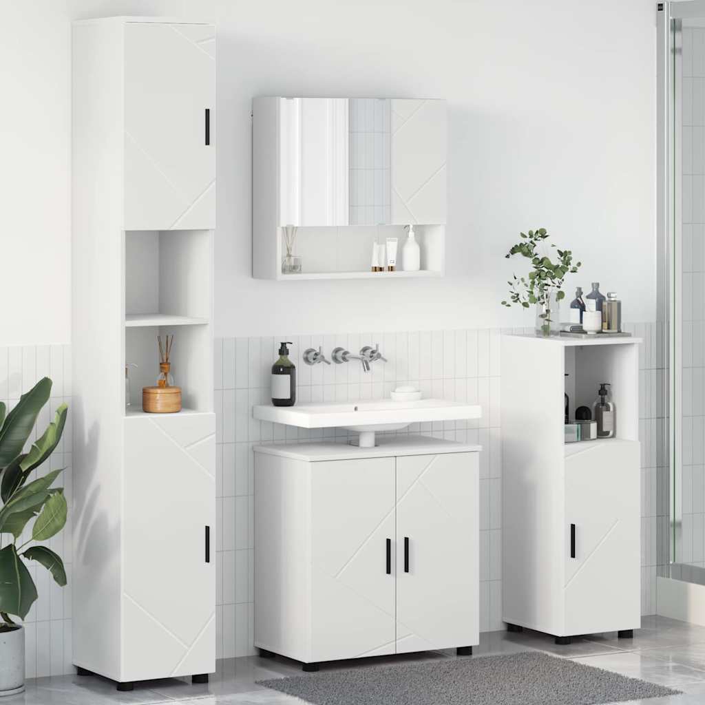 Vannitoa mööbleset uksega 4 pcs Valge 61 x 35 x 64 cm Tehispuit