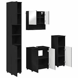 vidaXL Vannitoa m&ouml;&ouml;bleset 4 tk Must 61 x 35 x 64 cm Tehispuit, Metall