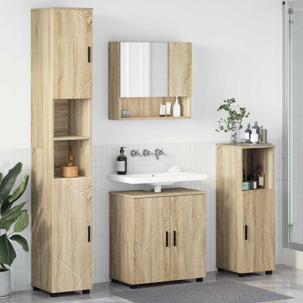 Vannitoa mööbleset 4 pcs Sonoma tamm 61 x 35 x 64 cm Tehispuit
