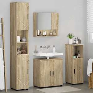 Sada koupelnového nábytku Nástěnný s úložištěm 4 pcs Sonoma dub - obrázek 4