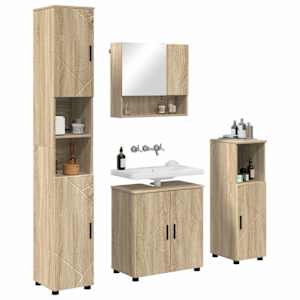 Sada koupelnového nábytku Nástěnný s úložištěm 4 pcs Sonoma dub - obrázek 3