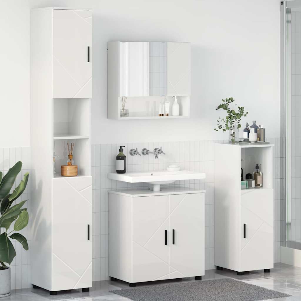 vidaXL Badezimmermöbel Set 4 pcs Hochglanz-Weiß 61 x 35 x 64 cm