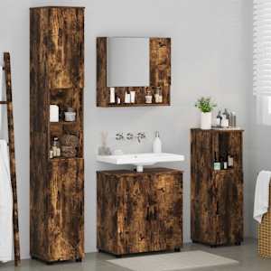 Sada koupelnového nábytku Nástěnný se dveřmi 4 pcs Kouřový dub - obrázek 4