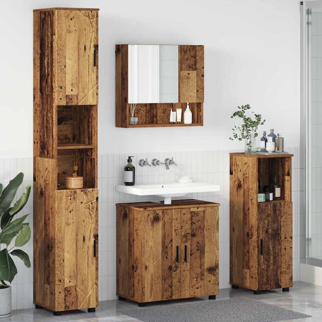Image of vidaXL Set di mobili per il bagno 4 pcs Legno vecchio 61 x 35 x 64 cm