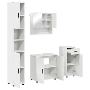 vidaXL Vannitoa m&ouml;&ouml;bleset 4 tk Valge 61 x 35 x 64 cm Tehispuit, Metall