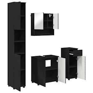 vidaXL Vannitoa m&ouml;&ouml;bleset 4 tk Must 61 x 35 x 64 cm Tehispuit, Metall