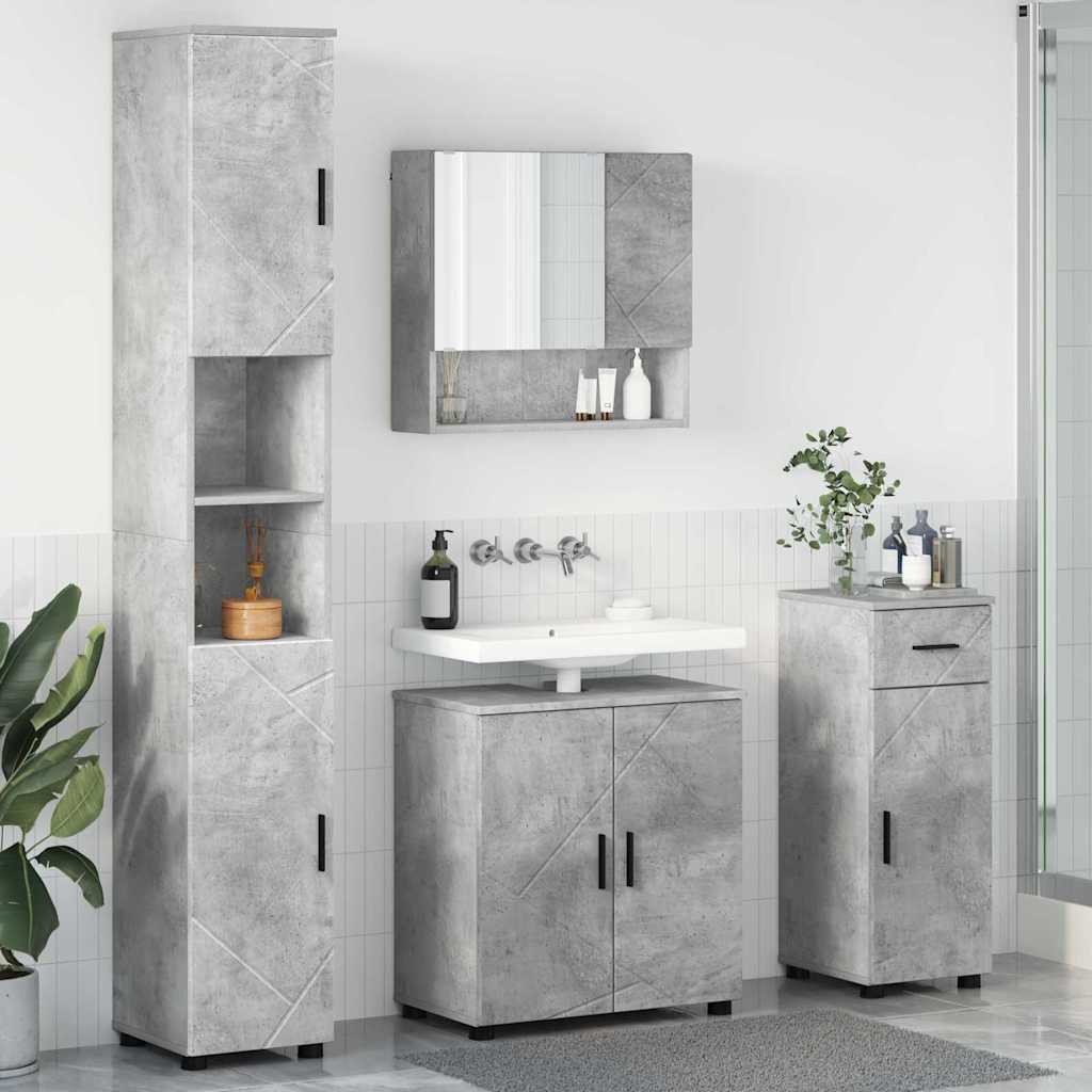Vannitoa mööbleset 4 pcs Betoonihall 61 x 35 x 64 cm Tehispuit
