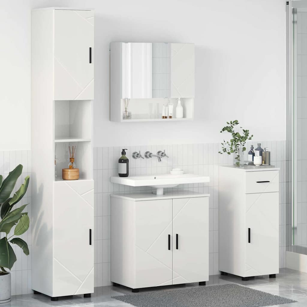 Vannitoa mööbleset 4 pcs Kõrgläikega valge 61 x 35 x 64 cm