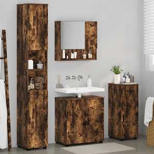Sada koupelnového nábytku se zásuvkou 4 pcs Kouřový dub - obrázek 4